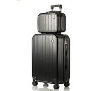 Carry On Luggage Lightweight Business Travel, Large Suitcase with Spinner Wheels and 12 inch Cosmetic Travel Case, Hard Shell Luggage Sets 2 Piece (Black, 12in+24in)