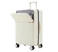 Carry on Suitcase 20 Inch ABS PC Hardshell Spinner Luggage with TSA Lock Laptop Compartment 4 Wheels Lightweight Cabin Approved Hand Luggage (White,20-inch)