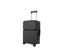 Carry-On Suitcase 20' - Lightweight Zipperless Cabin Luggage with TSA Lock, USB Port, Cup Holder & Silent Spinner Wheels - Premium Polycarbonate Hard JLY Dark Grey Small