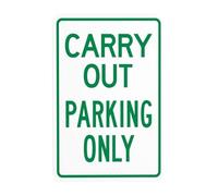Carry Out Parking Only Metal Warning Sign with Easy Install for Indoor Outdoor Security, Business Office Home Garden Street Decor 20 x 30 cm