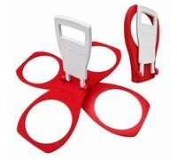 CarryAround® Fold Away Cup Carrier/Caddy [MADE IN UK] Take-Out Coffee Soft Drink Pint Beer Beverage Holder, Sturdy Reusable Pocket Size, Festival Sports Gigs - Easy & safe 2,3,4 cups [RED]