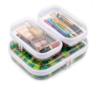 CarryEpic Clear Hard Shell Zipper Cases(3 Packs), Plastic Hard Sided Zippers Pouches Clear Hardshell Pencil Case For Storage, Diaper Bag Organizer Bliss Bins 2*Small/1*Medium