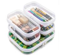 CarryEpic Clear Hard Shell Zipper Cases (5 Packs), Plastic Hard Sided Zippers Pouches Clear Hardshell Pencil Case For Storage, Diaper Bag Organizer Bliss Bins 4*Small/1*Medium