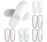CarryEpic Disposable Slippers for Guest, Spa Hotel House Slippers for Shoeless Home Bulk Indoor for Women Men, 6 Pairs - White, Red, Blue, Dark Gray, 8-8.5 Wide