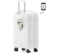 Carrying bag Cute suitcase Carry-on bag Cup holder with USB charging port Cute Quiet Ultralight Impact Resistant Equipped with TSA lock with hidden hook Zipper type travel bag Carry-on 2 nights 3 da
