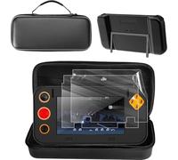 Carrying Case 3 in 1 Set for My Arcade Atari Gamestation Go Handheld Game Console, Included Carrying Case, Silicone Protective Cover and 2 Pack PET Screen Protector, Anti-Scratch,Shockproof,Black