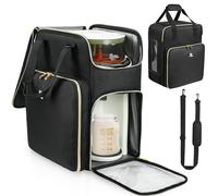 Carrying Case Compatible with Baby Brezza Formula Pro Advanced Formula Dispenser Machine, Insulated Baby Formula Mixer Travel Bag with Shoulder Strap for Baby Essentials, Black