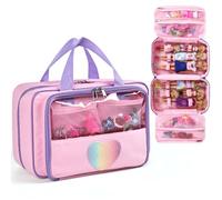 Carrying Case Compatible with Barbie Dolls 12-Inch/6-inch, All-in-One Organizer Holds 6-12 Dolls & Accessories，Large Doll Travel Case with Handle, Bag Only (Pink)