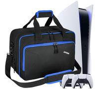 Carrying Case Compatible with PS5 Pro/PS5/PS5 Slim/PS4/PS4 Slim, Travel Storage Bag Fits for PlayStation 5/Digital Edition Console/PSP Handheld, Controllers, Game Discs & Accessories