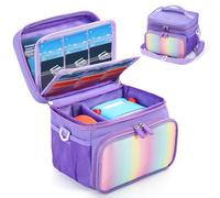 Carrying Case Compatible with Yoto Player (3rd Generation) with Card Holder for 30 Cards,Travel Storage Bag with Adjustable Shoulder Strap for Bluetooth Audio Speaker & Headphone Accessories (Purple)