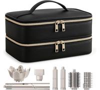 Carrying Case, Double-Layer Leather Hair Tools Travel Bag for Hair Dryer Flat Curling Iron Organizer Straightener,Travel Essentials Gift for Women