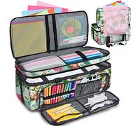 Carrying Case for Cricut Maker, Double-Layer Cricut Bag with Cover and Cutting Mat Pocket Compatible with Cricut Explore Air, Air 2, Maker 3, Organization and Storage Bags, Cricut Accessories