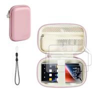 Carrying Case for HiFi Walker G7 Pro MP3 Player with 2 Screen Protectors | Hard Shell Travel Case, Convenient Lanyard, Mesh Pocket, Elastic Strap, Water-Resistant, Shockproof, Pink