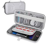 Carrying Case for Nintendo Switch 2 Model(2025), Portable Hard EVA Shell Travel Pouch with 10 Game Card Slots, Velvet Interior, Mesh Pocket, Water-Resistant, Lightweight Carrying Bag, Silver-Gray