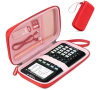 Carrying Case for Texas Instruments TI-84 Plus CE/TI-83 Plus/TI-83 Plus CE/TI-Nspire CX II CAS/TI-Nspire CX II Color Graphing Calculator, Extra Mesh Pocket Fits Charging Cable Charger Manual, Red