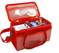 Carrying Case for Toniebox Starter Kit with Velcro Dividers, Dual Mesh Side Pockets and Mesh Zipper Pocket in Lid. (Red with Shoulder Strap)