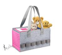 Carrying Case for Toniebox Tonies Starter Set & Audio Player Felt Cloth Portable Storage Bag Kids Travel Toy Organizer Tote Bags Handbag (Pink)