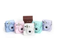 Carrying Case Storage Bag Protective Cover for Instax Mini 13 Camera Bag PU Leather Magnetic Buckle with Back Pocket and Adjustable & Removable Shoulder Strap for Outdoor Travel (Pink)