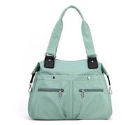 Carrying Diaper Bag Large Capacity Women Tote Multi-Functional Nylon Waterproof Multi-pockets Portable for Work (Green)