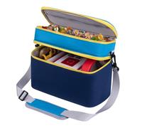Carrying Storage Travel Bag for Toniebox Starter Set, for Tonie Figures, Charging Station & Headphone, Case Only (Navy/Sky Blue, Large)