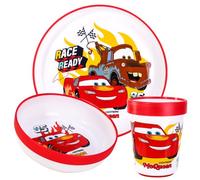 Cars 3pcs Reusable Bicolor Premium Kids Dinner Tableware Set Plate, Bowl & Tumbler, BPA Free
