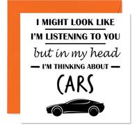 Cars Birthday Card for Men Women - In my Head - Happy Birthday Card for Grandad Friend Husband Nan, 145mm Bday Greeting Cards