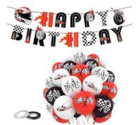 Cars Birthday Decorations, Birthday Banners for Men, Racing Car Decor Banners and Balloons, Suitable for Racing Cartoon Themed Parties Boys and Girls Party Decorations(applicable to people aged 15)
