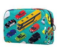 Cars Bus Ambulance and Bike Cosmetic Bag for Women, Travel Toiletries Bags Large Makeup Handy Pouch Organiser Bag with Zipper
