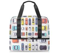 Cars Cartoon Sports Duffle Bag for Women Men Kirls Boys Girls 21 L Weekend Overnight Bags Wet Seperated Tote Bag for Travel Gym Yoga