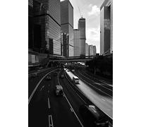 Cars driving in a city in black and white - 1000-piece paper puzzle - Christmas and birthday gift for girls and boys, 26 x 38 cm