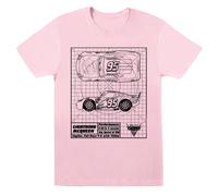 Cars Lightning McQueen Blueprint Cotton Boyfriend T-Shirt Disney Baby Pink XXL