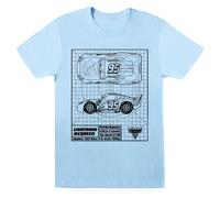(9-11 Years, Baby Blue) Disney Boys Cars Lightning McQueen Blueprint T-Shirt
