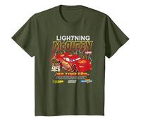 Cars Lightning McQueen No Time For Slow Down T-Shirt, Youth, Olive Green, Medium