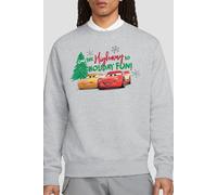 Cars Men's Christmas Highway to Holiday Fun Lightning McQueen Sweatshirt Light Grey | Size: Medium Cars Light Grey M