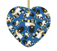 Cars Pattern Christmas Ornament Home Decor Gifts For Xmas Hanging Heart Shaped Ceramic Xmas Decoration