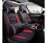 Cars Seat Covers Full Set Pu Leather 5 Seat Car Seat Cover For Hyundai For Tucson For Santa Fe I30 I40 For Veloster For Genesis For Venue For Terracan For Ioniq For Accent(Black Red 4pcs,Luxury)