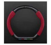 Cars Steering Wheel Cover For Chery For Jetour For X70 X70SM X90 X95 38cm Car Suede Steering Wheel Cover Carbon Fiber Leather Non-Slip(D Red)