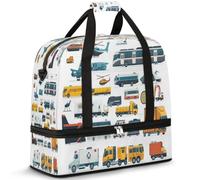 Cars Train Airplane Travel Duffle Bag for Women Men Weekend Overnight Bags Foldable Wet Seperated 47 L Tote Bag for Sports Gym Yoga
