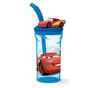Cars transparent drinking cup with 3D Cars pattern and straw