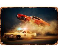 Cars Vintage Tin Sign Retro Metal Sign The Dukes of Hazzard Movie Poster for Office Garage Home Wall Decor Man Gift 12 X 8 inch