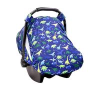 Carseat Canopy Cover, Kids Sun Shade Protector, Windproof and Kick-Proof Design, Layer Window Feature for Travel, Outdoor Use, Airplane, Stroller Rides, Blue and White