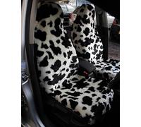 Carseatcover-UK Front Pair of Faux Fur Furry COW PRINT Car Seat Covers - Universal Fit - Suitable for Cars, Vans, MPV's SUV's