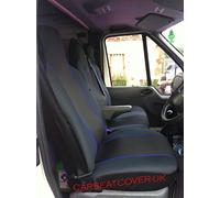 Carseatcover-UK® Heavy Duty Fabric Van Seat Covers - Black with BLUE Trim - Fits Most Vans - Single & Double [CHOICE OF 6 COLOURS]