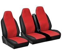 Carseatcover-UK® Heavy Duty Red/Black LEATHERETTE UK MADE Van Seat Covers - Single + Double