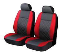 Carseatcover-UK Knightsbridge RED/BLACK Leather Look Front Pair - Universal Car Seat Cover Set with seaparate headrest covers |Hard Wearing & Durable Fabric| Car Accessories Interior| Airbag Safe
