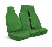 Carseatcover-UK® Xtra Heavy Duty Rugged Waterproof Van Seat Covers Set - Universal Fit Single + Double Bench, Van Accessories, Hardwearing Seat Protector, Green