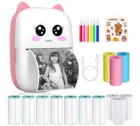 Carseatty Mini Printer, Mini Thermal Printer for Android and Iphone, Portable Pocket Bluetooth Photo Sticker Printer for Printing Photos, Sticky Notes, Lists (Includes 13 Rolls of Thermal Paper)
