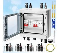 Carseatty Surge Protection PV, Circuit Breaker DC 40 A 500 V Connection Box with Lightning Arrester, UV-Resistant IP65 Waterproof for PV System, On/Off Grid Solar Power System 2 in 2 Out