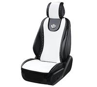 Carshaping Universal Car Seat Cover Full Surrounded by Breathable Crown Soft Leather Front Car Seat Cushion (1PC Front White Seat)