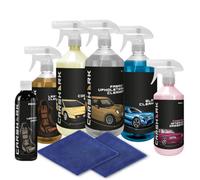 Carshark 8-Piece Car Interior Cleaning Kit, Cherry Dressing 500Ml, Glass Cleaner 1L, Leather Cleaner 500Ml, Leather Cream 250Ml, F